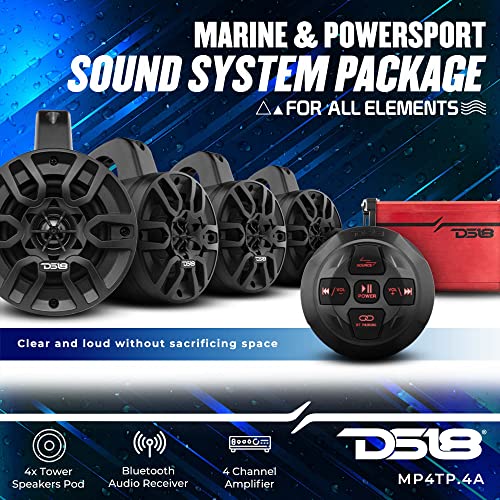 DS18 4" Bluetooth Marine Tower Speakers with Amp