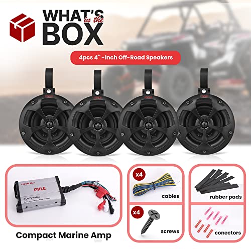 4-Inch Waterproof Off-Road Speakers with Amplifier