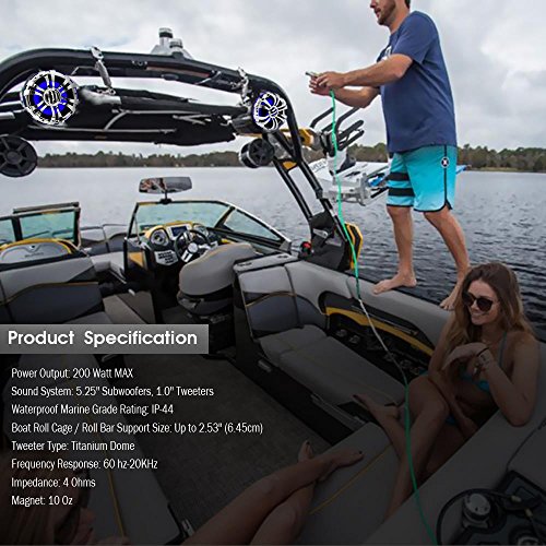 Waterproof 5.25" Marine Speakers with LED Lights