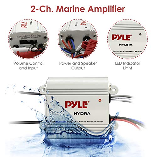 Pyle 200W Marine Amplifier with Bluetooth Connectivity