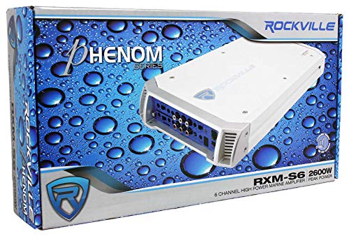 Rockville RXM-S6 6-Channel Marine Amplifier, 2600W Peak