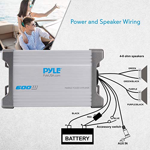 Pyle 600W Waterproof Marine Amplifier Receiver
