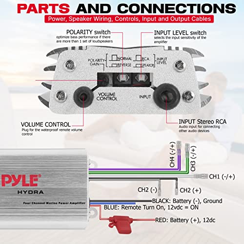 Pyle Hydra 400W Waterproof 4 Channel Amplifier