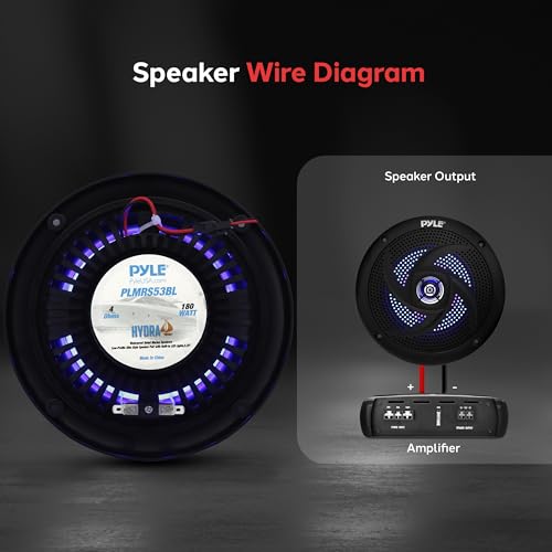 180-Watt Marine Waterproof LED Speakers, Low-Profile Pair