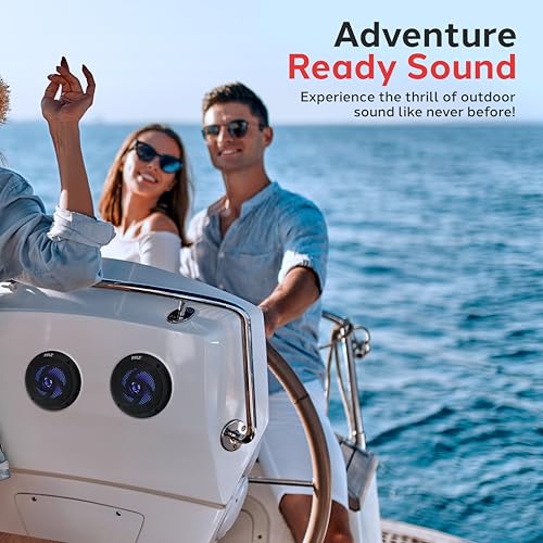 180-Watt Marine Waterproof LED Speakers, Low-Profile Pair