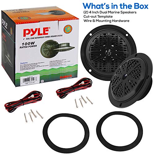 Pyle 100W Waterproof 4" Dual Cone Speakers