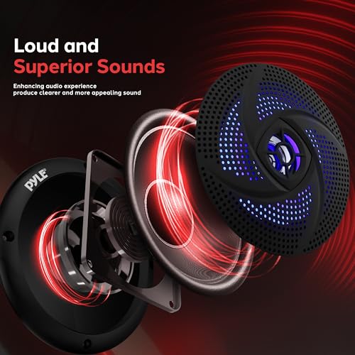 Pyle Waterproof Marine Speakers with LED Lights