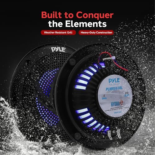 Pyle Waterproof Marine Speakers with LED Lights
