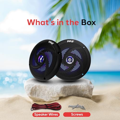 Pyle Waterproof Marine Speakers with LED Lights