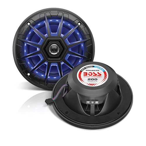 BOSS 6.5" Marine Stereo Speakers with Multi-Color Illumination
