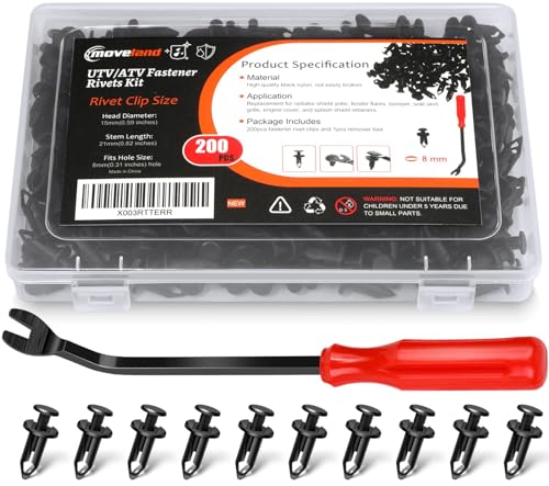 200PCS 8mm UTV ATV Fender Push Clips Set