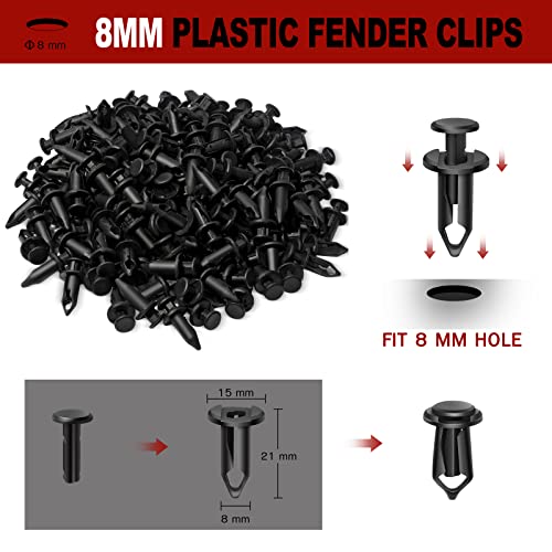 200PCS 8mm UTV ATV Fender Push Clips Set