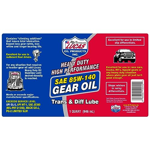 Lucas Oil 85/140 Plus Synthetic Gear Lube 946ml