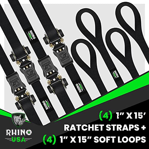 Rhino USA 800kg Ratchet Tie Down Straps