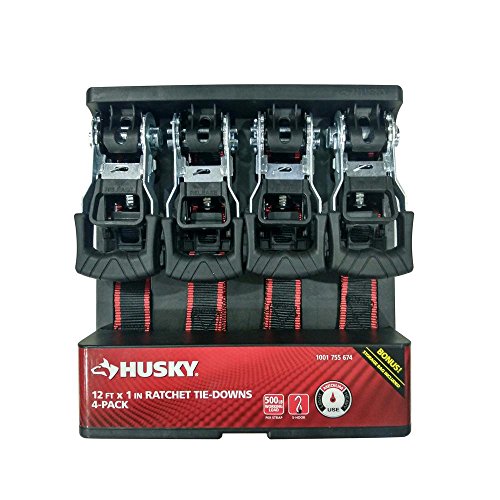 Husky 12FT x 1IN Ratchet Tie-Down Straps - 4 Pack