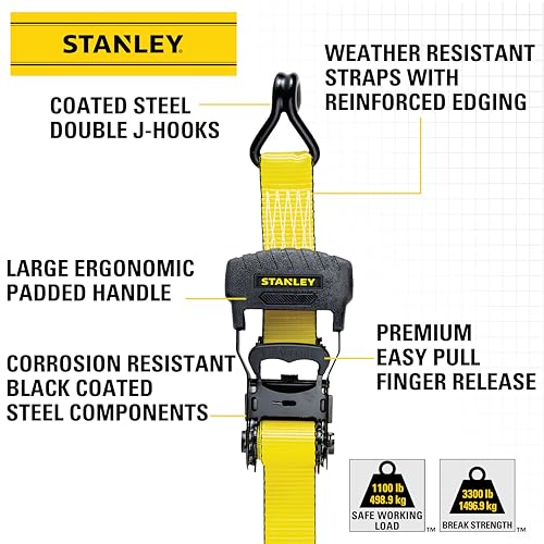 Stanley 1.5" x 16' Ratchet Tie Down Straps