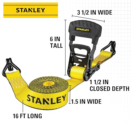 Stanley 1.5" x 16' Ratchet Tie Down Straps