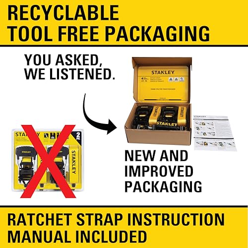 Stanley 1.5" x 16' Ratchet Tie Down Straps