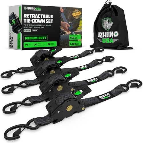Rhino USA 1" x 10' Ratchet Straps - 4-Pack