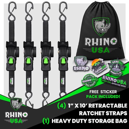 Rhino USA 1" x 10' Ratchet Straps - 4-Pack