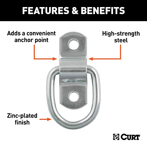 CURT 1200 lb Capacity Zinc D-Ring, 10 Ga