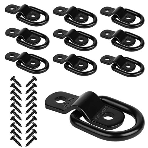 Heavy-Duty D-Ring Tie Down Anchors - 10-Pack