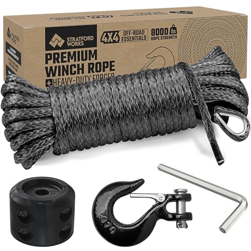Synthetic Winch Rope 1/4" x 50', 3492.7kg