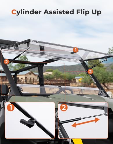 KEMIMOTO Polycarbonate Flip Windshield for Can-Am Defender