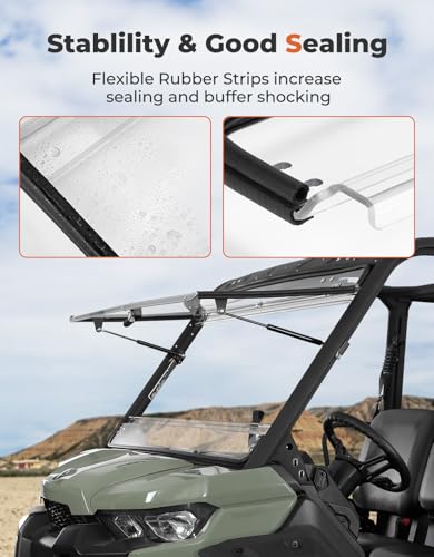KEMIMOTO Polycarbonate Flip Windshield for Can-Am Defender