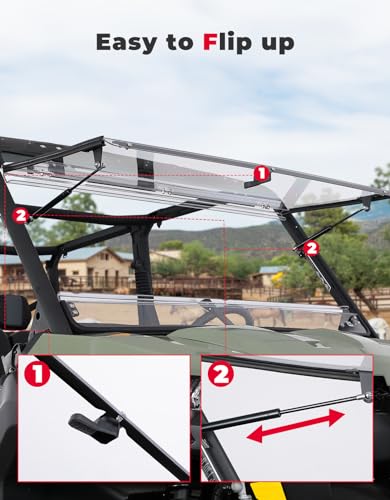 KEMIMOTO Polycarbonate Flip Windshield for Can-Am Defender