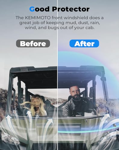 KEMIMOTO Scratch-Resistant Windshield for Polaris Ranger