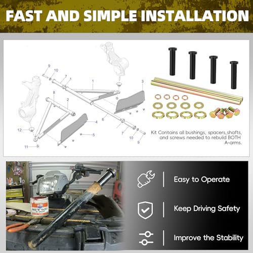 Front Lower A-Arm Bushing Shaft Kit for Polaris