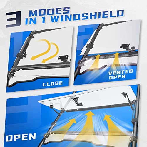 KEMIMOTO 3-IN-1 Flip Windshield for Pioneer 1000