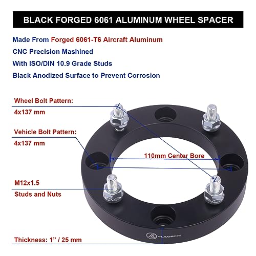 Black Forged 1 Inch ATV Wheel Spacers - 4 Pack