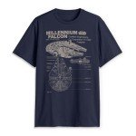 Millennium Falcon Detailed Drawing T-Shirt for Men