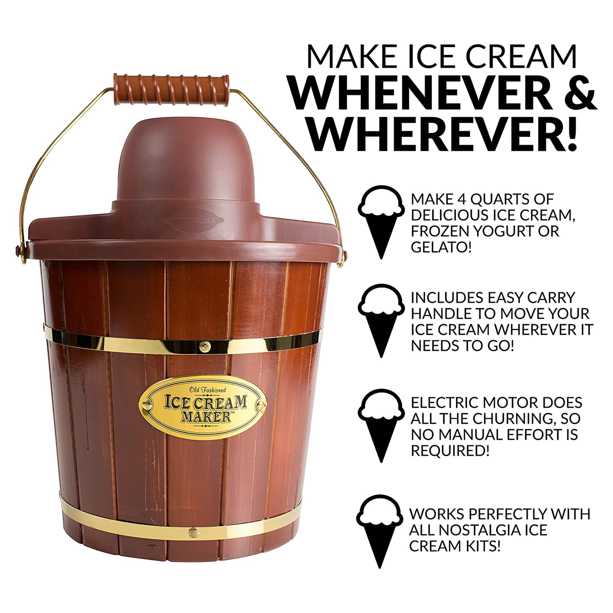 4 Quart Soft Serve Ice Cream Maker with Handle