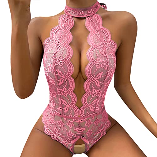 Naughty Lace Choker Plunge V-Neck Teddy