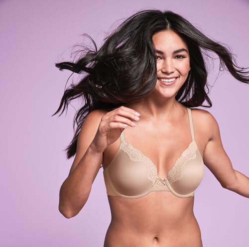 Maidenform Women's Comfort Devotion Embellished Bra, Black/Body Beige,38C