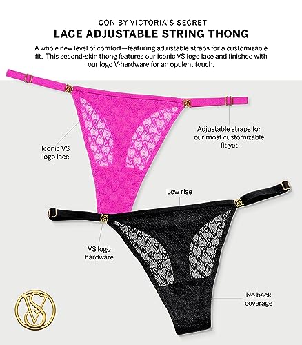 VS Icon Thong Panty with Monogram Lace, Adjustable Strap