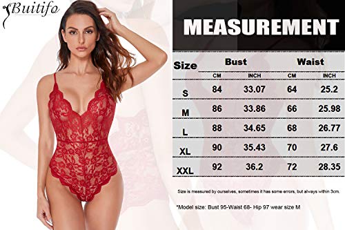 Red Lace V-Neck Bodysuit Lingerie