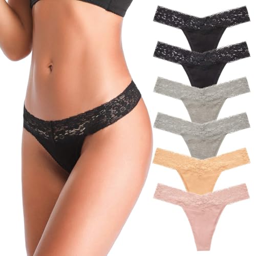 ANNYISON Low Waist Lace Thongs for Women, Multicoloured