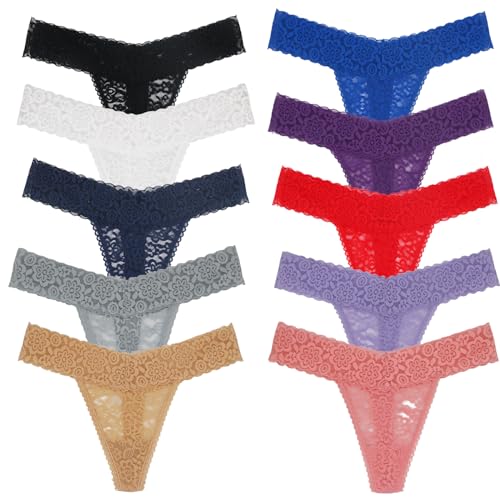 Yuamose 10 Pack Lace Thong Underwear Set Plus Size