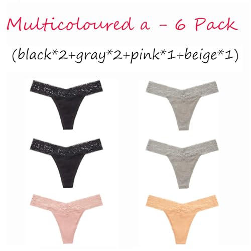 ANNYISON Low Waist Lace Thongs for Women, Multicoloured