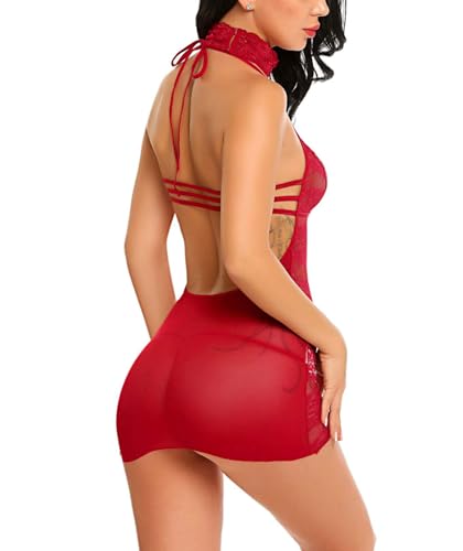 Avidlove Lace Chemise Nightwear, Dark Red