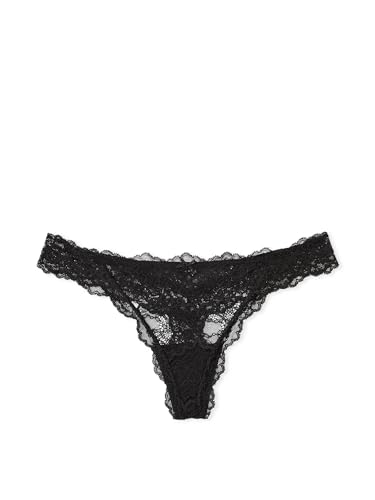 Dream Angels Lace Thong Panty - Black, Size Medium