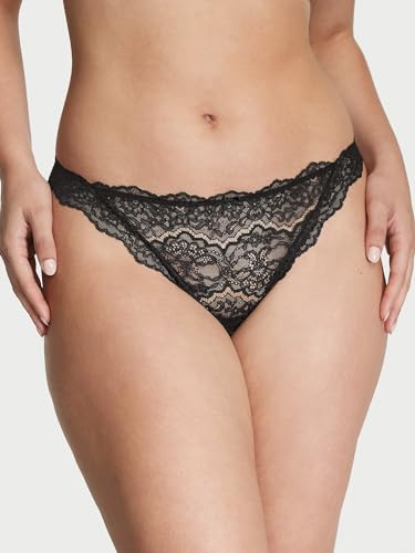 Dream Angels Lace Thong Panty - Black, Size Medium