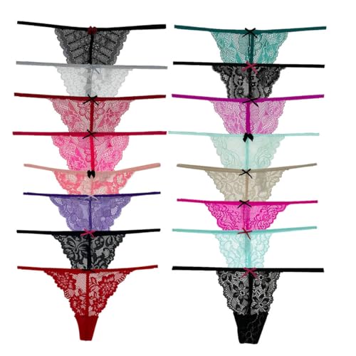 6 Women's Lacy G-String Thongs Assorted Lace Colors