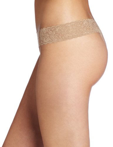 Maidenform Lace Thong Panty, White/Navy, One Size