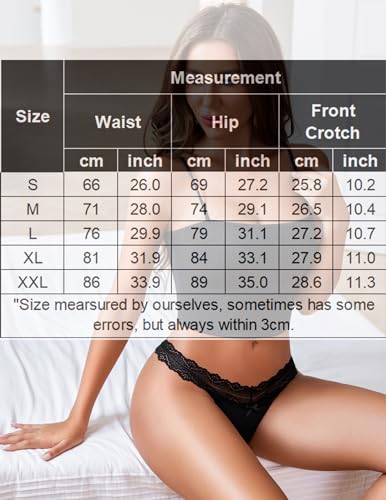 Avidlove Lace Thongs Women Cute Ribbed Panties Black