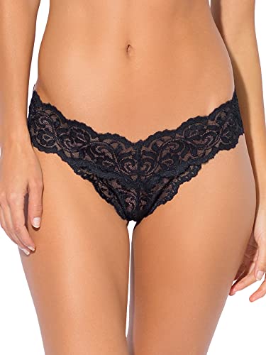 2 Pack Smart & Sexy Lace Thong Panty Buff/Black